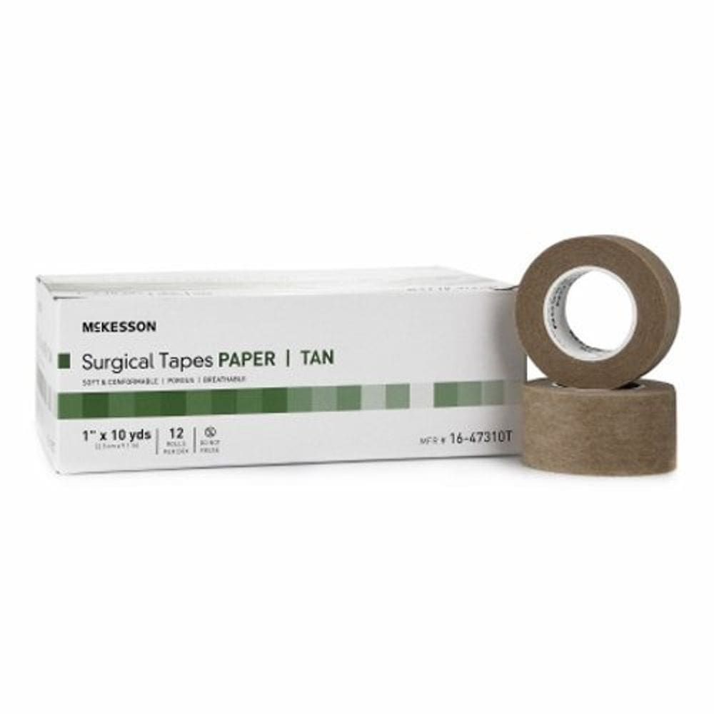 Fita médica McKesson Papel 1 Polegada X 10 Jarda Tan NonSterile 12 Contagem por McKesson