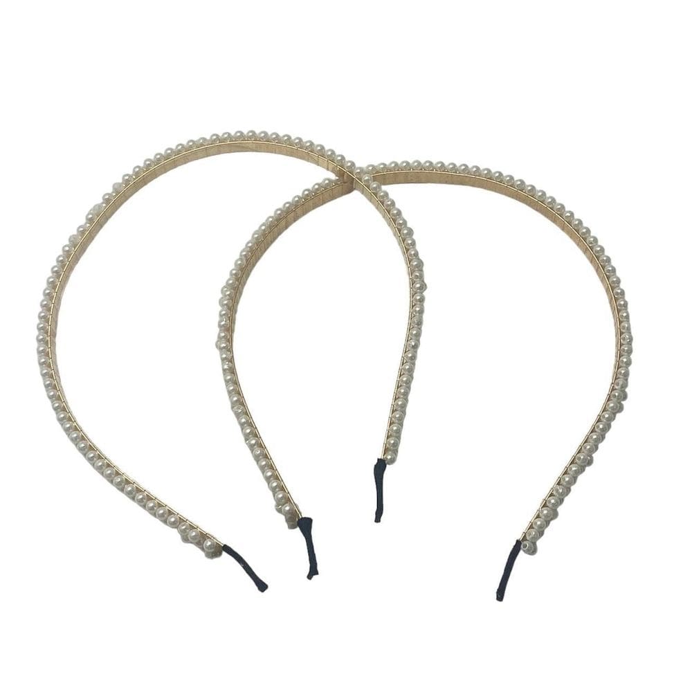 Kit 6 Un Arco Tiara Pérola Acessório Para Penteados 14Cm