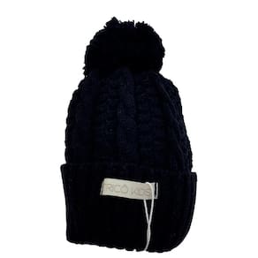 Gorro de Tricô Para Meninos Com Pompom Azul Marinho