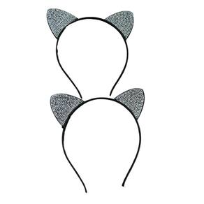 Kit 2 Un Arco Tiara Infantil Gatinha Com Orelhinhas 11Cm