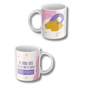 Caneca Xicara de Café ou Chá de Porcelana Personalizada Signos Capricornio Divertida Engraçada para Presente Criativo 32