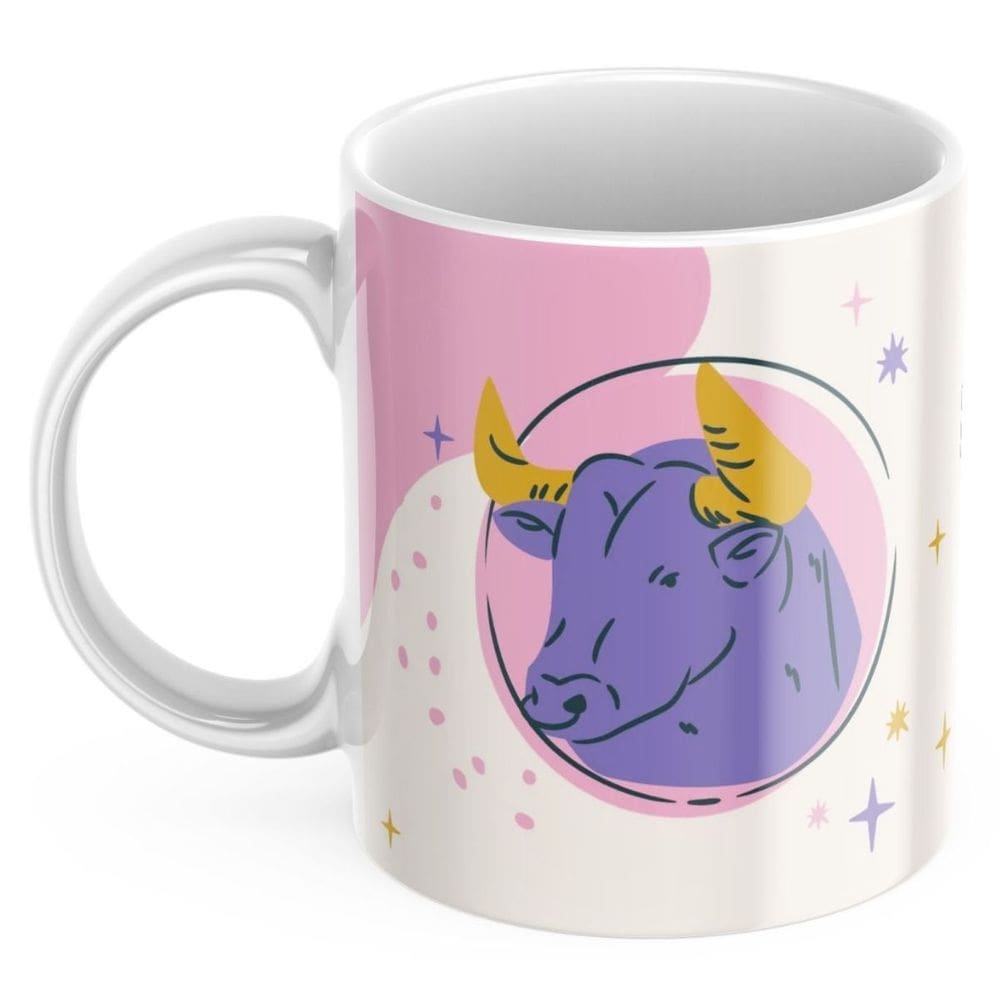 Caneca Xicara de Café ou Chá de Porcelana Personalizada Signos Touro Divertida Engraçada para Presente Criativo 325ml
