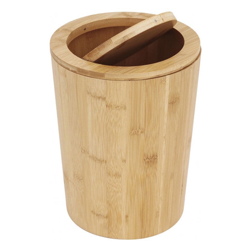 Lixeira Madeira Multiuso 10 L Basculante 30x23cm - Bege