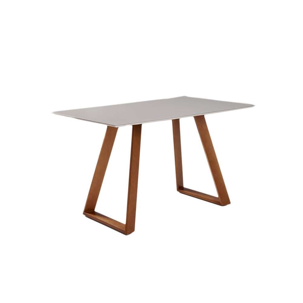 mesa de jantar retangular com tampo de vidro off white viena 160 cm