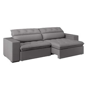 sofá 5 lugares retrátil e reclinável com usb jazz molas suede  290 cm