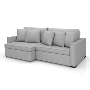 sofá 2 lugares retrátil e reclinável rivera linho bouclé cinza 175 cm