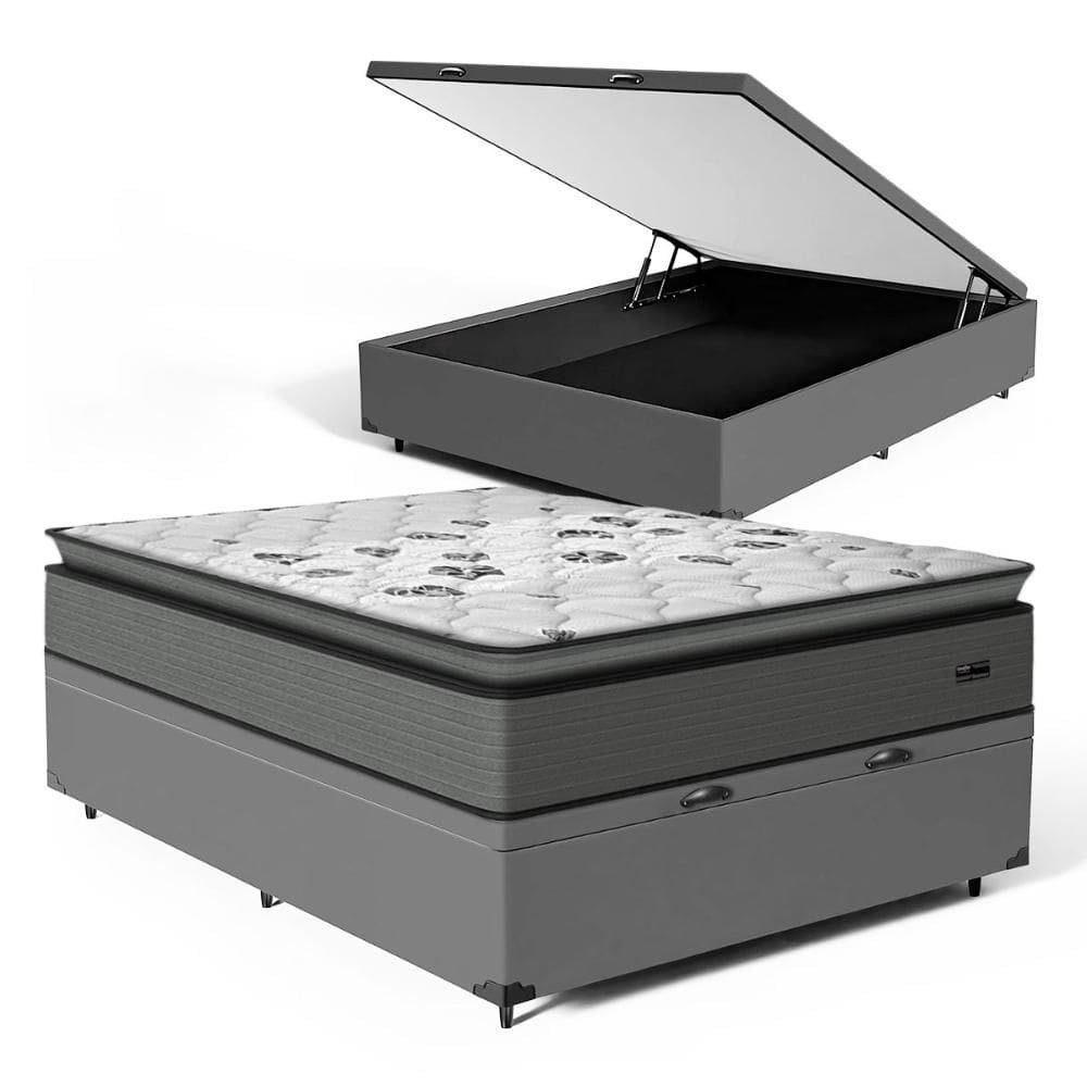 Cama Box Baú com Colchão Resistence Espuma D33 Pillow Top Casal 138cm