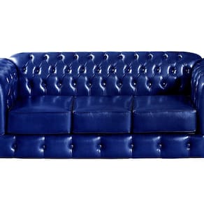 Sofá Chesterfield Luís Xv 3 Lugares Retrô Decoração Azul