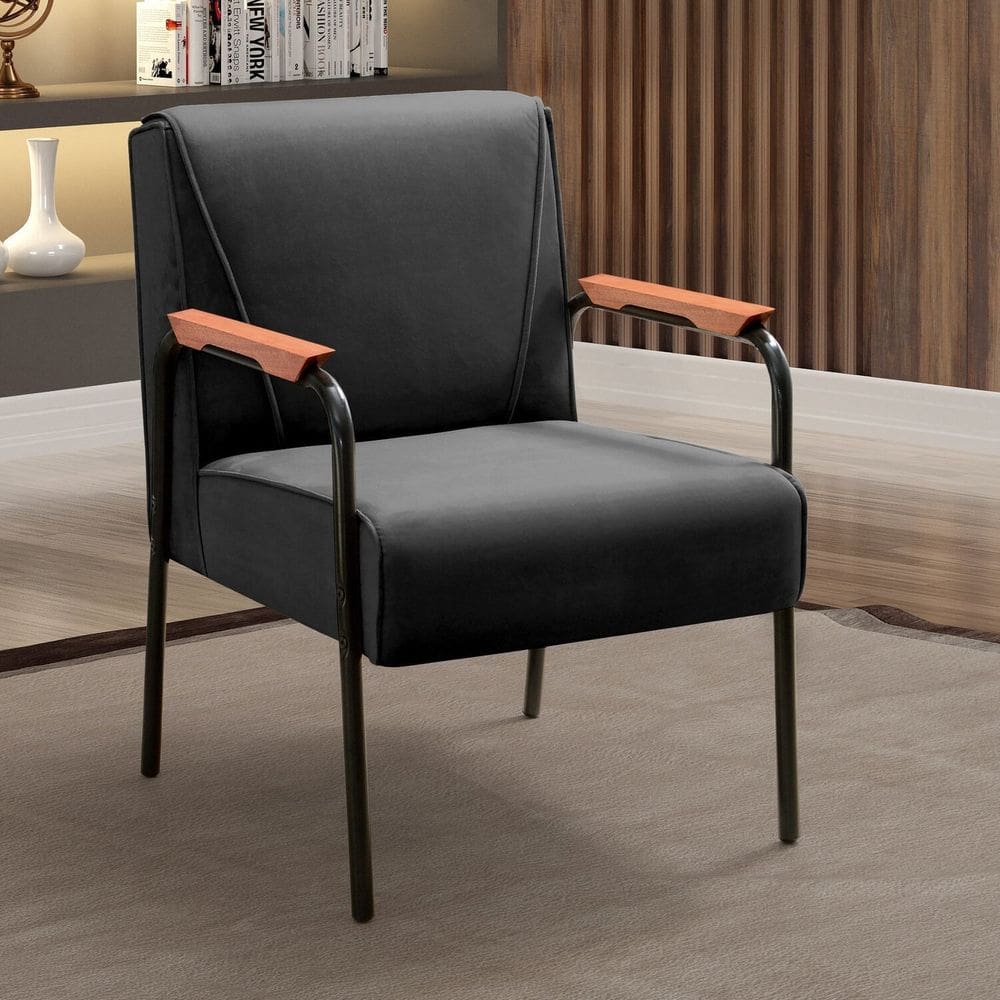 Kit 4 Poltronas Decorativas Braços Fixo Jade Preto