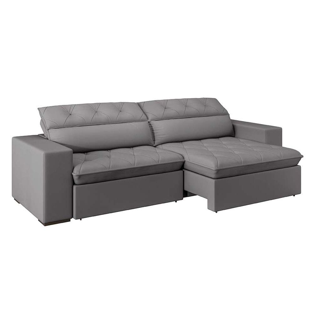 sofá 4 lugares retrátil e reclinável com usb jazz molas suede  250 cm