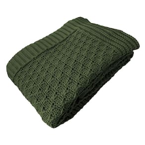 Manta Peseira de Tricot 90x180 Cm - Colméia Verde Militar