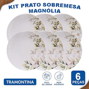 Aparelho De Jantar Sobremesa 21 Cm Tramontina Magnólia 6 Pçs