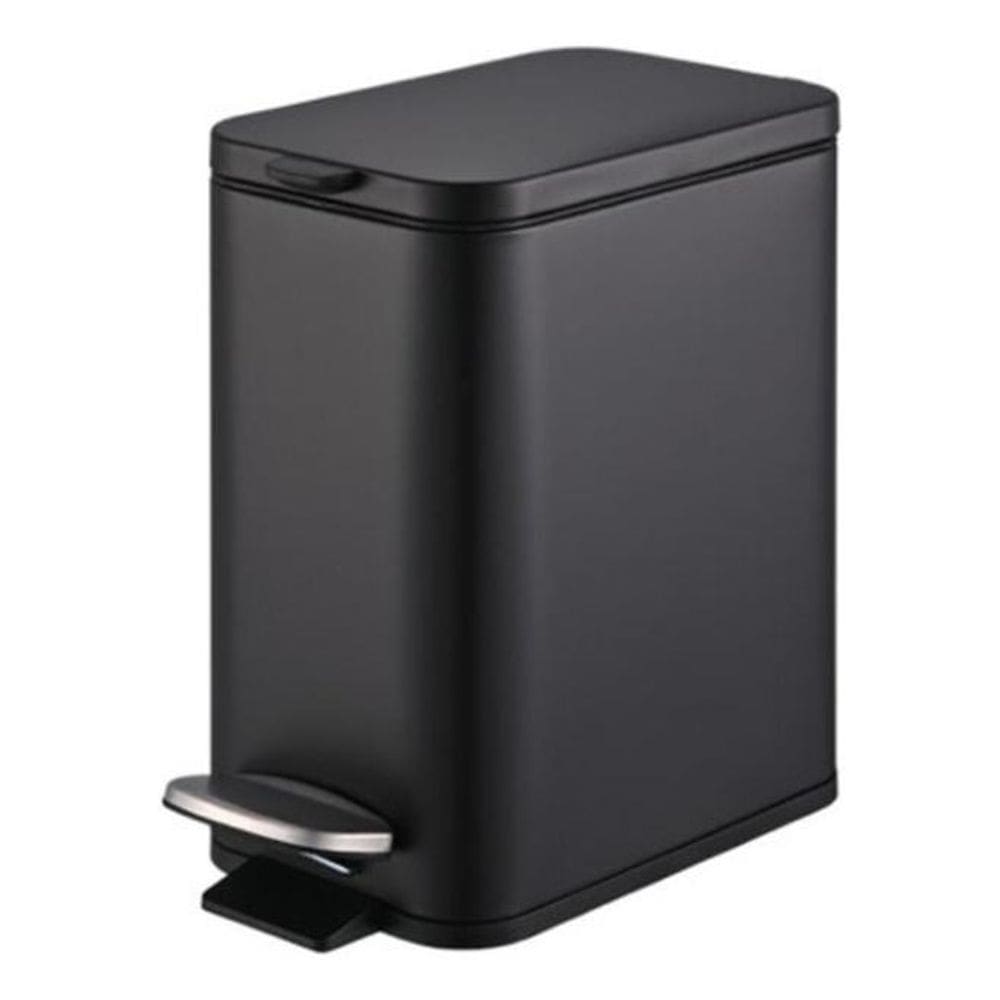 Lixeira De Banheiro Brinox Preta Fosca 5 Litros Aco Inox