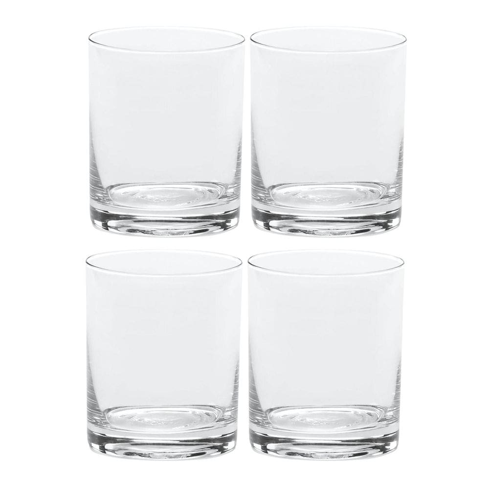 Jogo 4 Copos Baixo De Vidro Liso Água Whisky Drink 310Ml