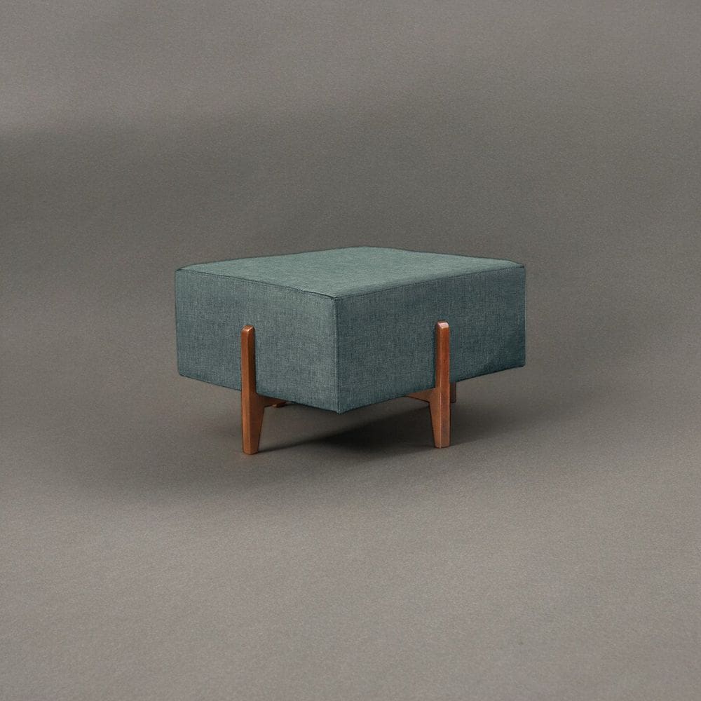 Puff Banqueta em Madeira Maciça Zurik Luxo Azul