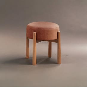 Puff Banqueta Lotus Luxo Madeira Maciça Terracota