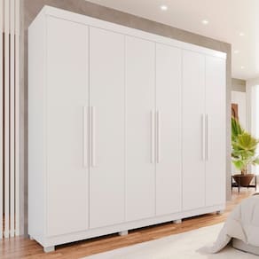 Guarda-Roupa 6 Portas 4 Gavetas New Malibu Espresso Móveis Branco