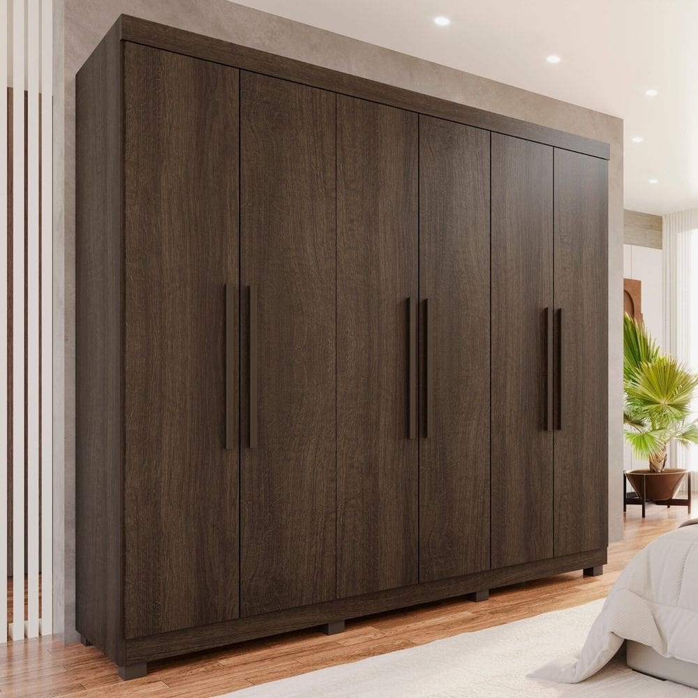 Guarda-Roupa 6 Portas 4 Gavetas New Malibu Espresso Móveis Imbuia