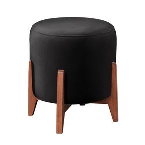 Puff Banqueta Madeira Maciça Thor Luxo Preto