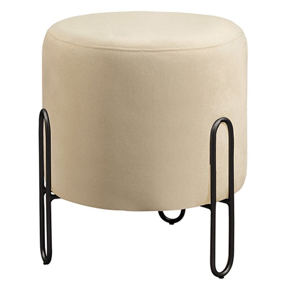 Puff Banqueta Design Moderno Mali Luxo Bege Claro