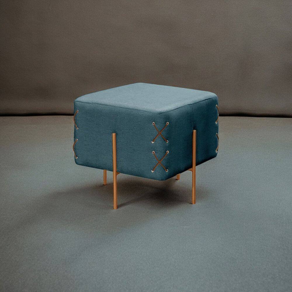Puff Banqueta 45cm X 45cm Eros Luxo Azul