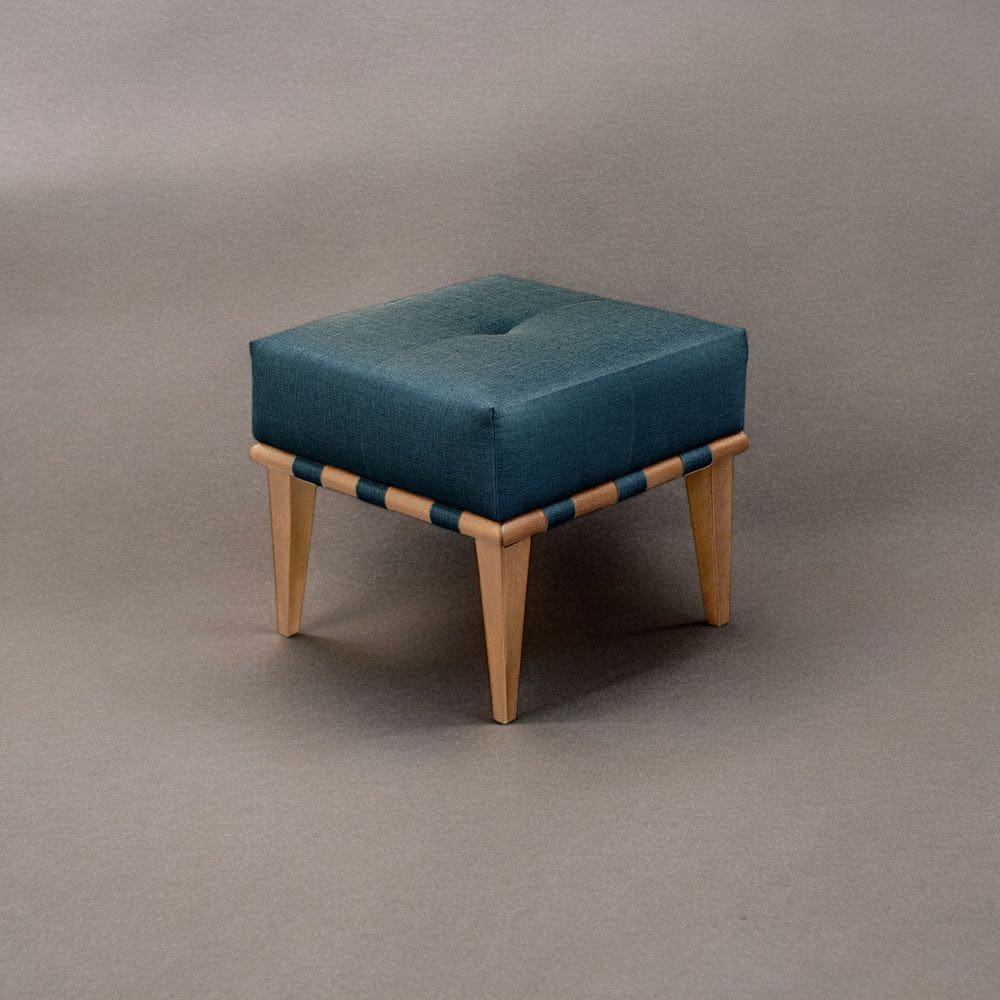Puff Banqueta em Madeira Maciça Noé Luxo Azul