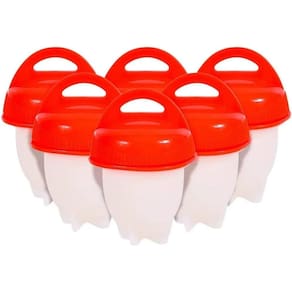 Kit com 6 Peças Forma de Silicone para Cozinhar Ovo com Tampa 75ml Forma de Ovos
