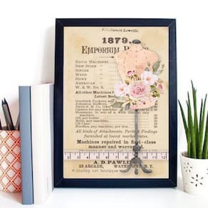 Quadro Retrô Para Atelier De Costura 33X24Cm - Com Vidro