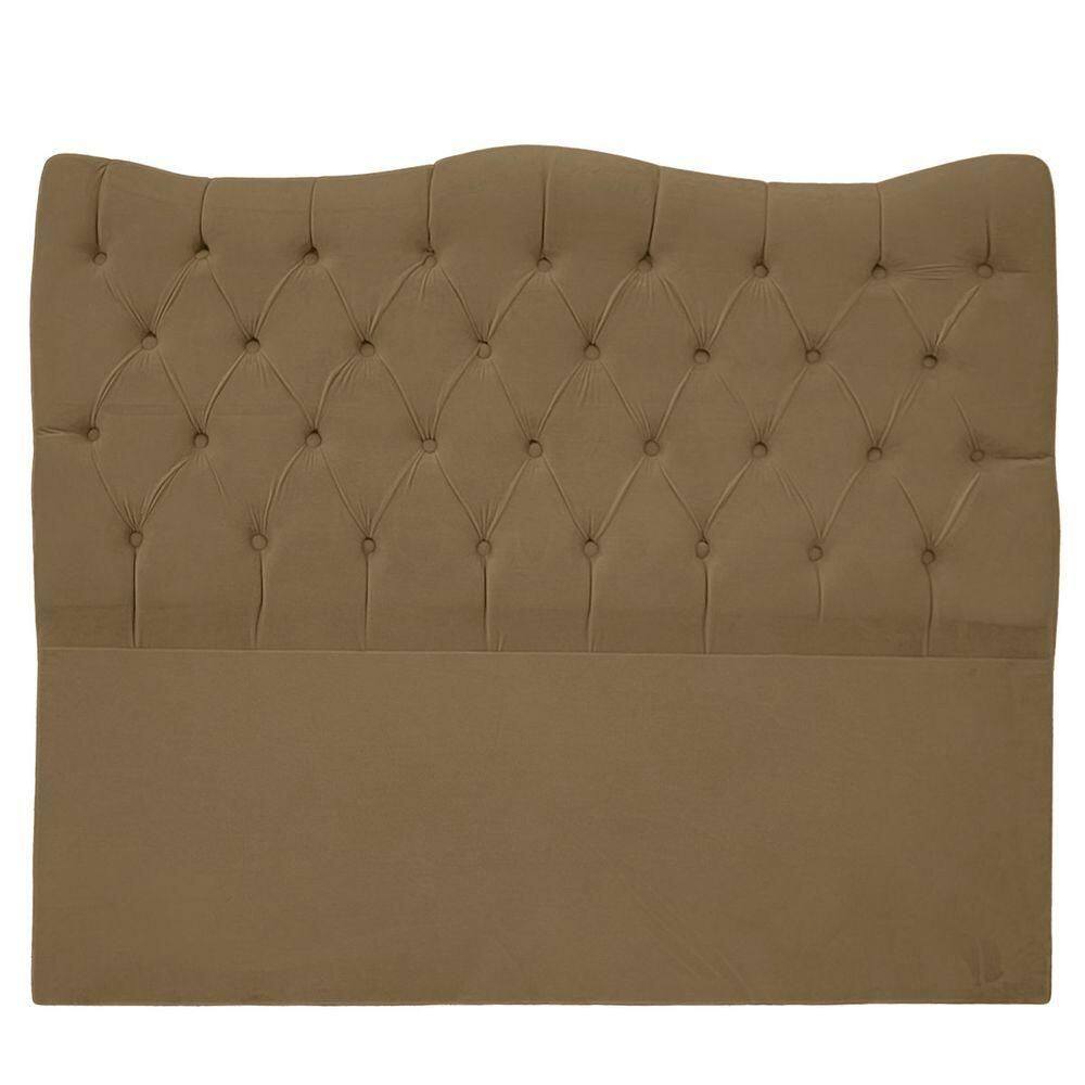 Cabeceira Casal Estofada Para Cama Box Ayla Veludo Cor Capuccino