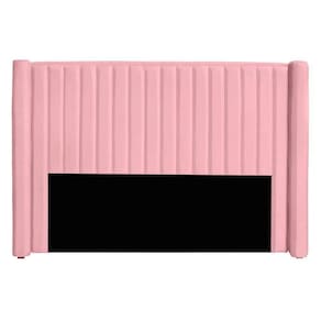 Cabeceira Casal Estofada Para Cama Box Alicia Veludo Cor Rosa Bebe