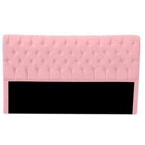 Cabeceira Casal Estofada Para Cama Box Glass Veludo Cor Rosa Bebe