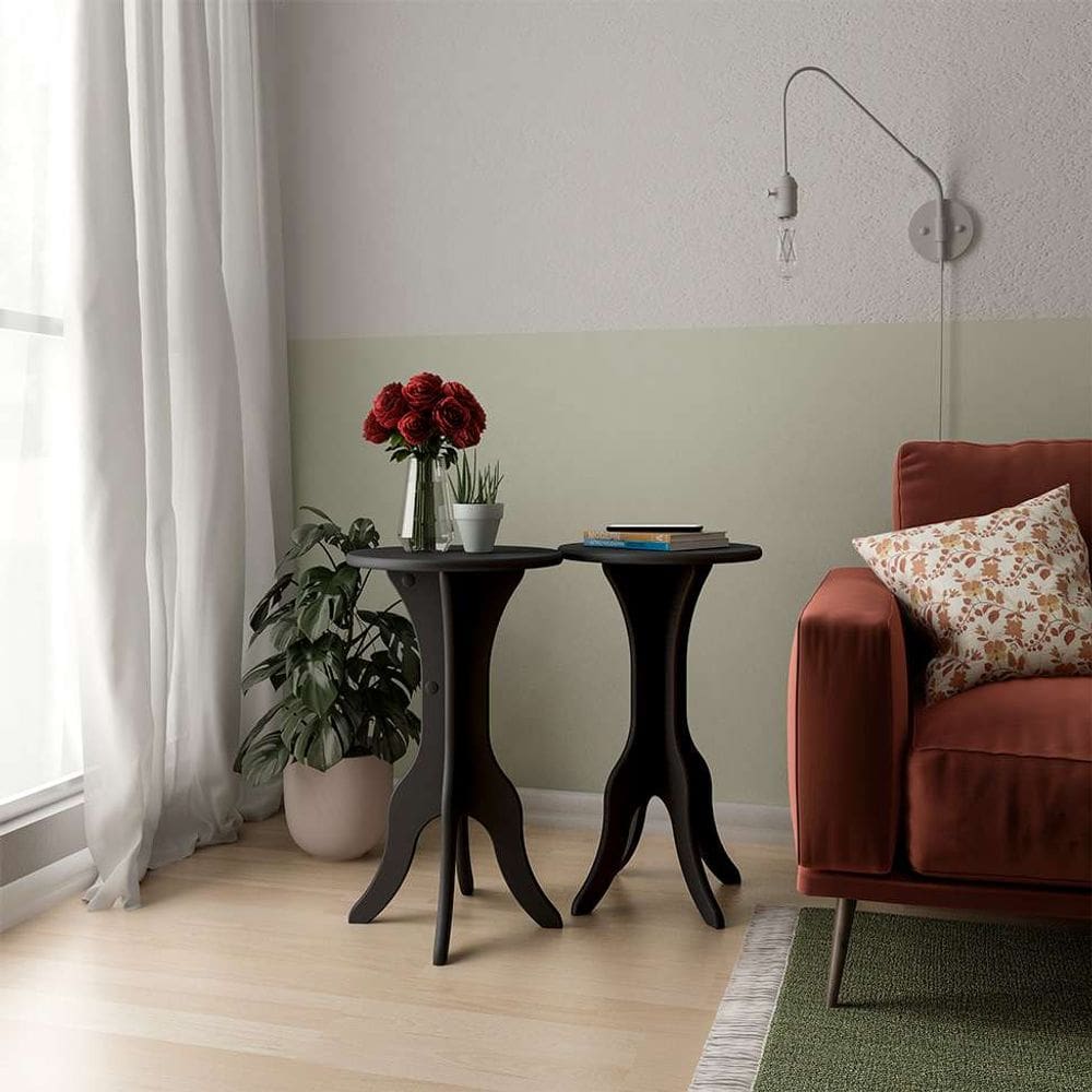 conjunto com 2 mesas laterais kin preto