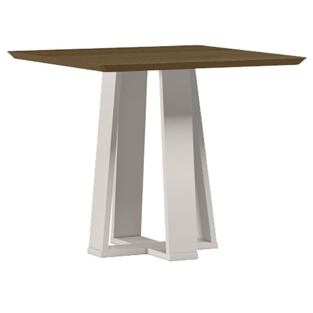 Mesa de Jantar 90x90 cm Valência sem Vidro Off White Imbuia – New Ceval