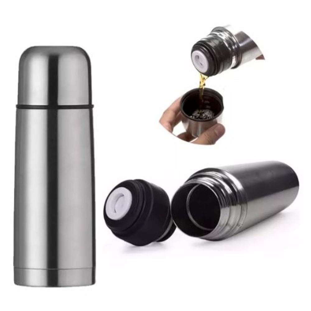 Garrafa Térmica Inox 400ml Com Click Top - Quente Frio Café Água Chá com Tampa - Para Água Café - PANAMI