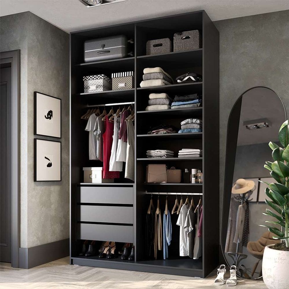 guarda-roupa closet sion 3 gv preto 140 cm