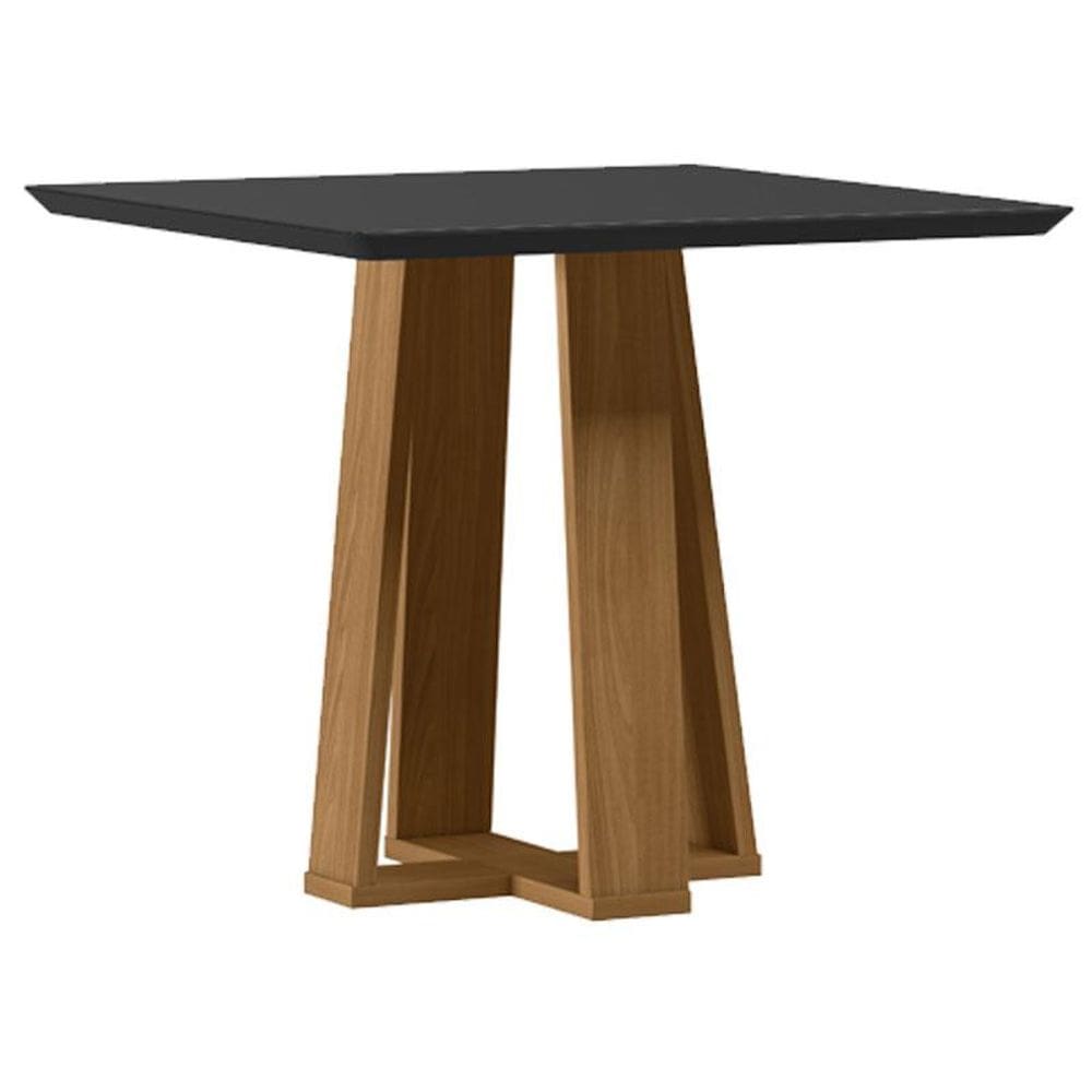 Mesa de Jantar 90x90 cm Valência com Vidro Ype Preto - New Ceval