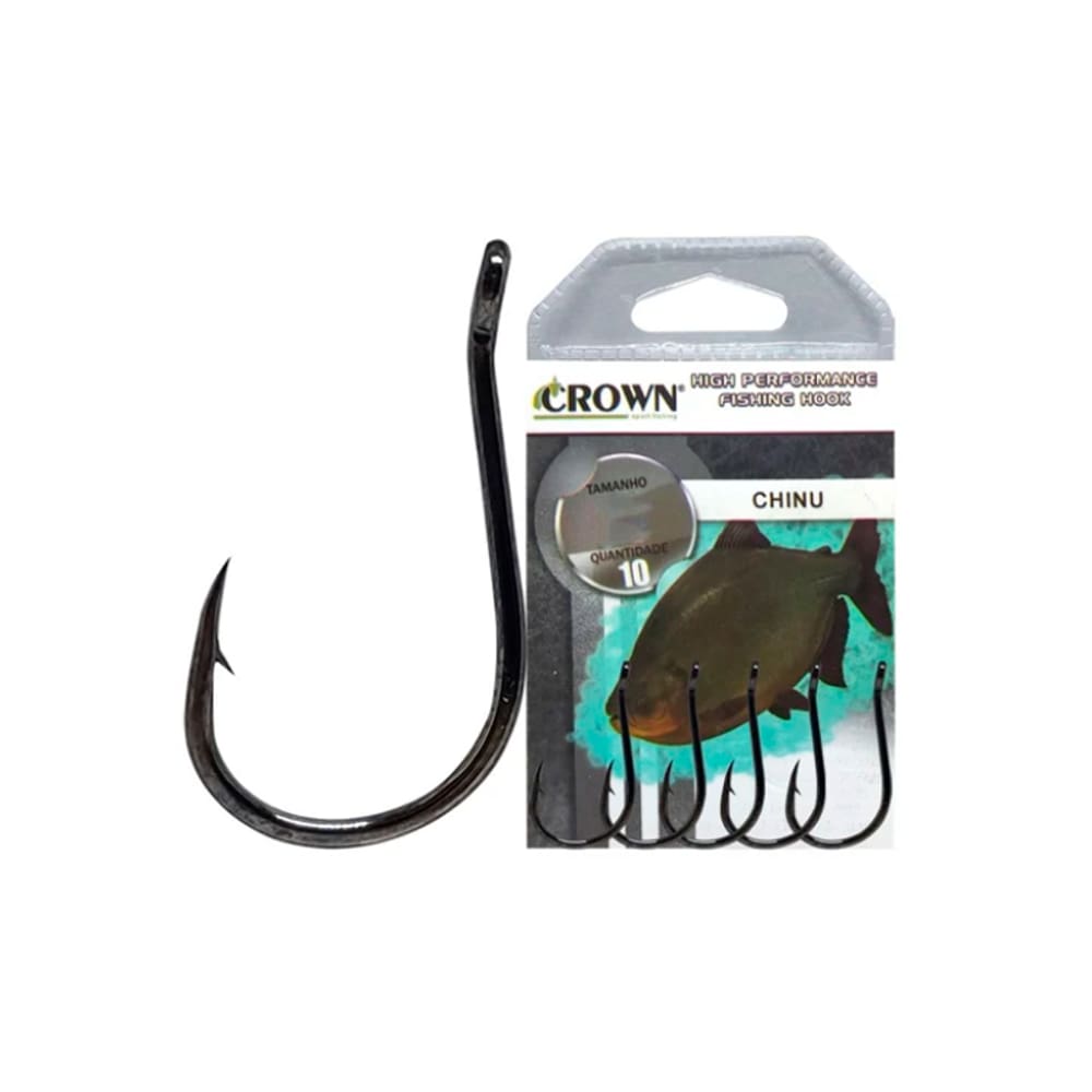 Anzol Crown Chinu Black Super Resistente N° 01 - Cartela Com 10 Unidades