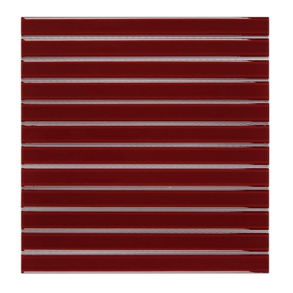 Pastilha de Vidro Lisa 30cmx 30,9cm Filetto Glass Mosaic Placas Vermelha
