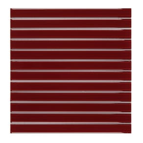 Pastilha de Vidro Lisa 30cmx 30,9cm Filetto Glass Mosaic Placas Vermelha