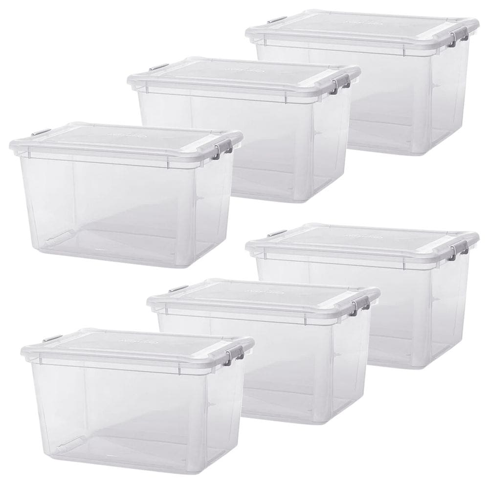 Kit com 6 Caixa Organizadora Multiuso Brinquedos 50L C/ Tampa