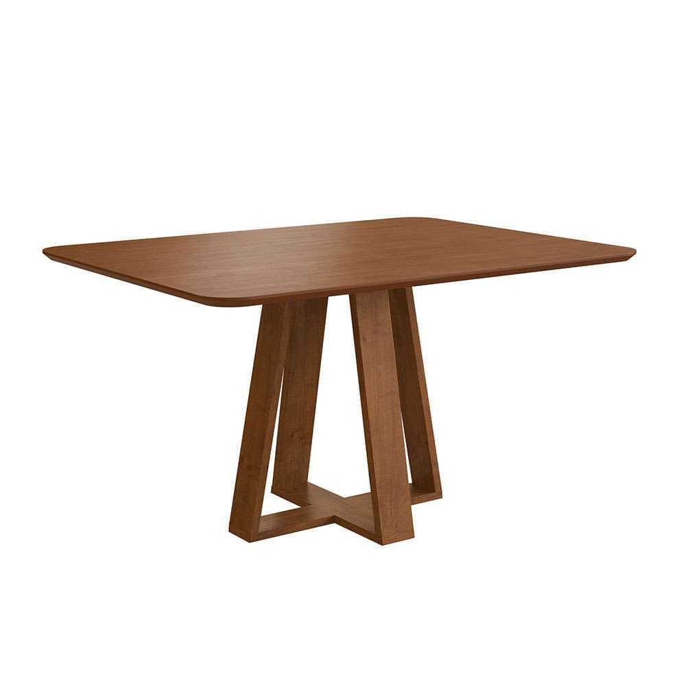 mesa de jantar retangular com tampo laminado madeira frame nogueira 120cm