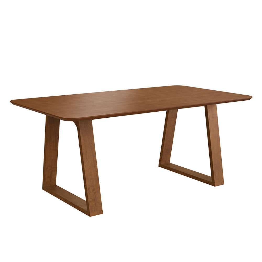mesa de jantar retangular com tampo laminado madeira carter nogueira 160cm