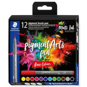 Kit Caneta Pigment Brush Pen 12Und Basic Colours Staedtler