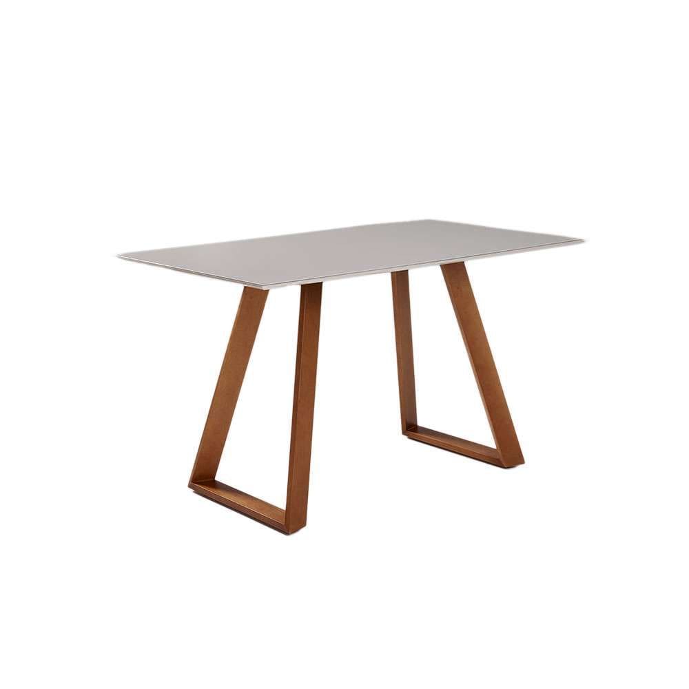 mesa de jantar retangular com tampo de vidro off white viena 120 cm