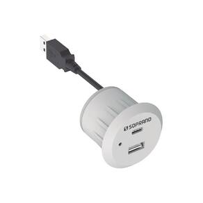 Tomada Embutir para Móveis USB Tipo A e C Branca 2,0A