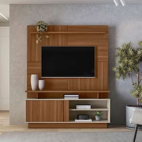 estante para home theater e tv até 60 polegadas viena 1 pt jatobá e off white
