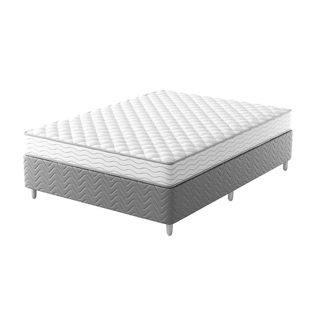 cama box com colchão viúva howie espuma d33 (17x128x188) branco e cinza