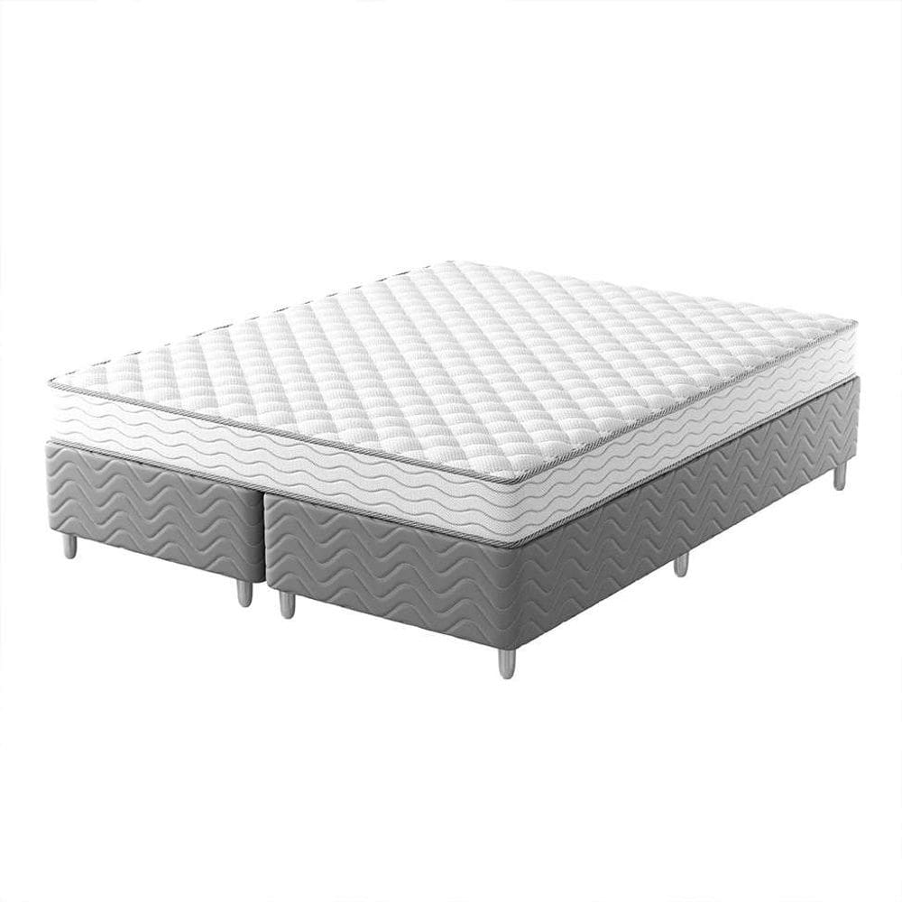 cama box com colchão queen howie espuma d33 (17x158x198) branco e cinza