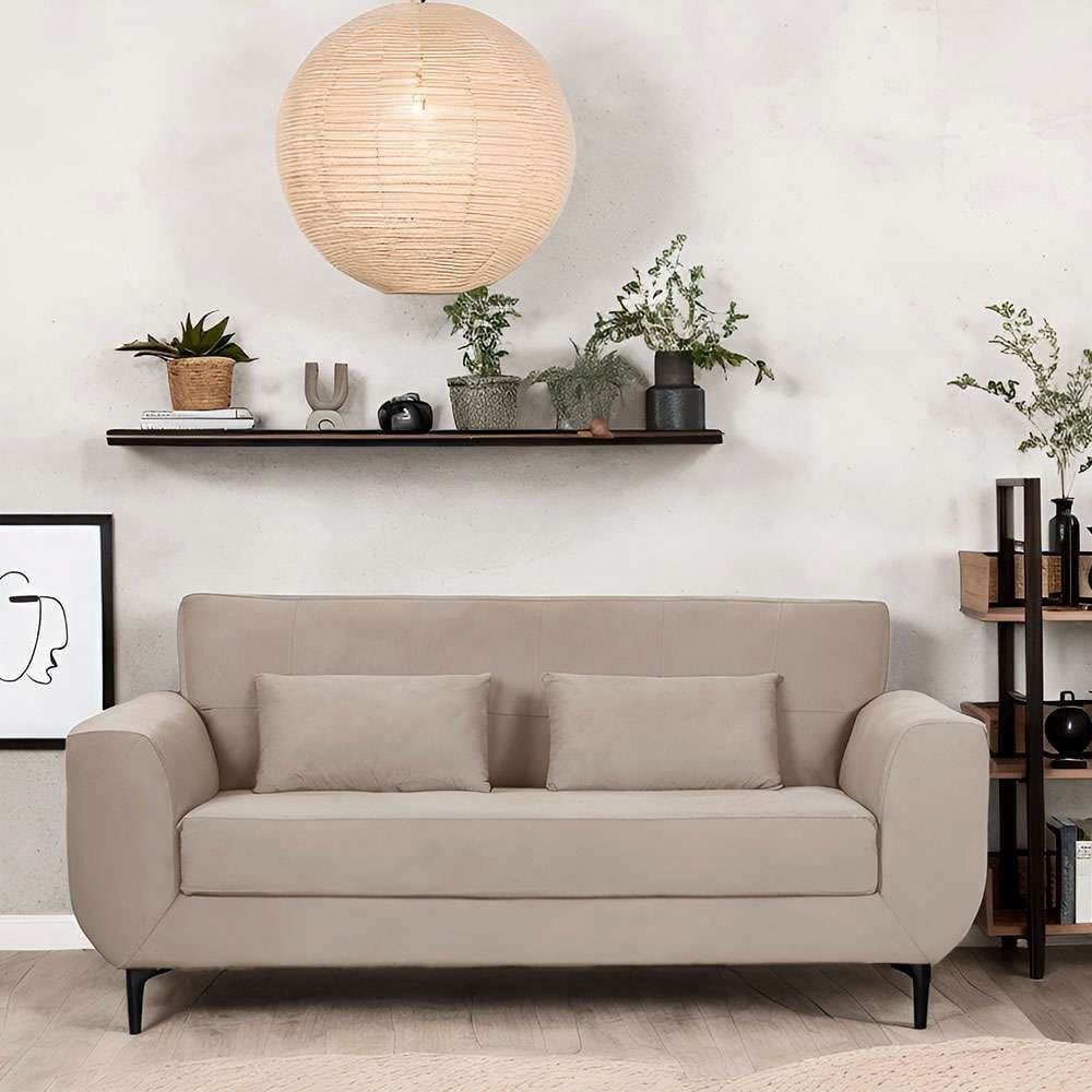 sofá 3 lugares piacenza suede bege 202 cm