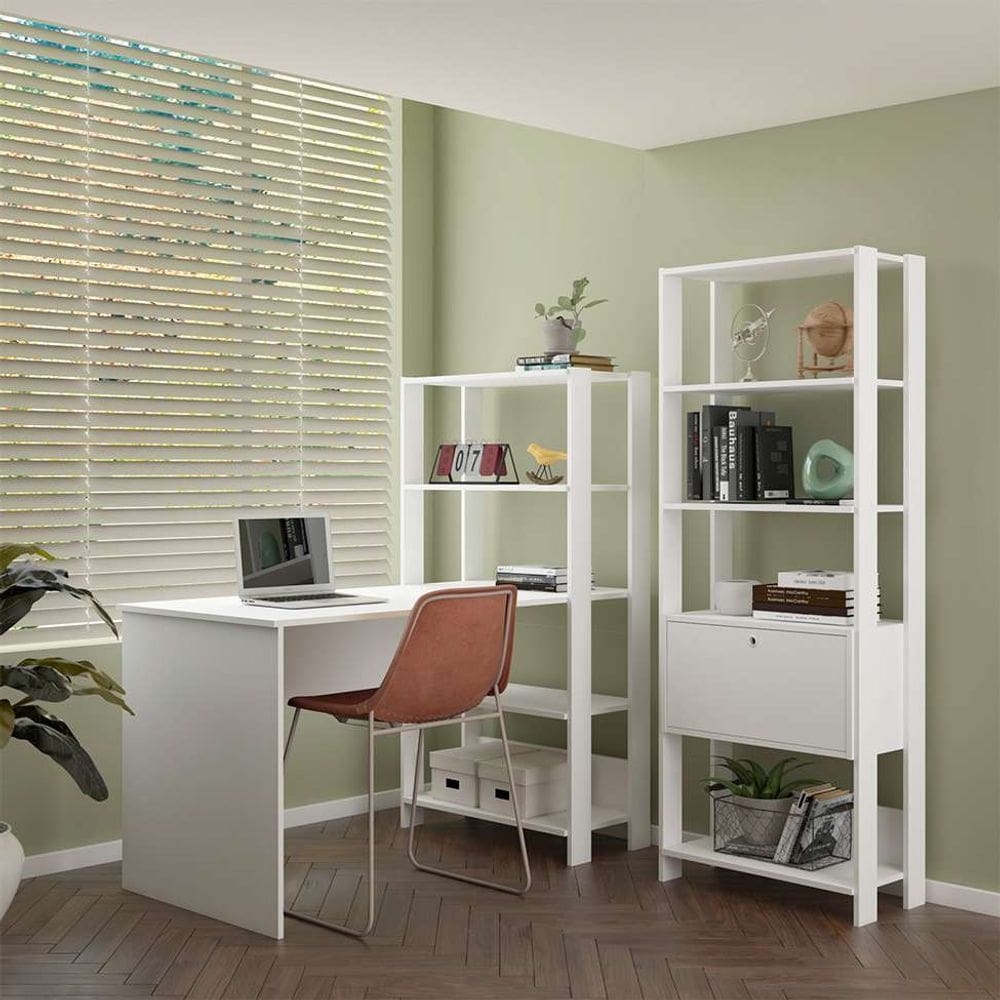 conjunto de escrivaninha com estante match 1 pt branco